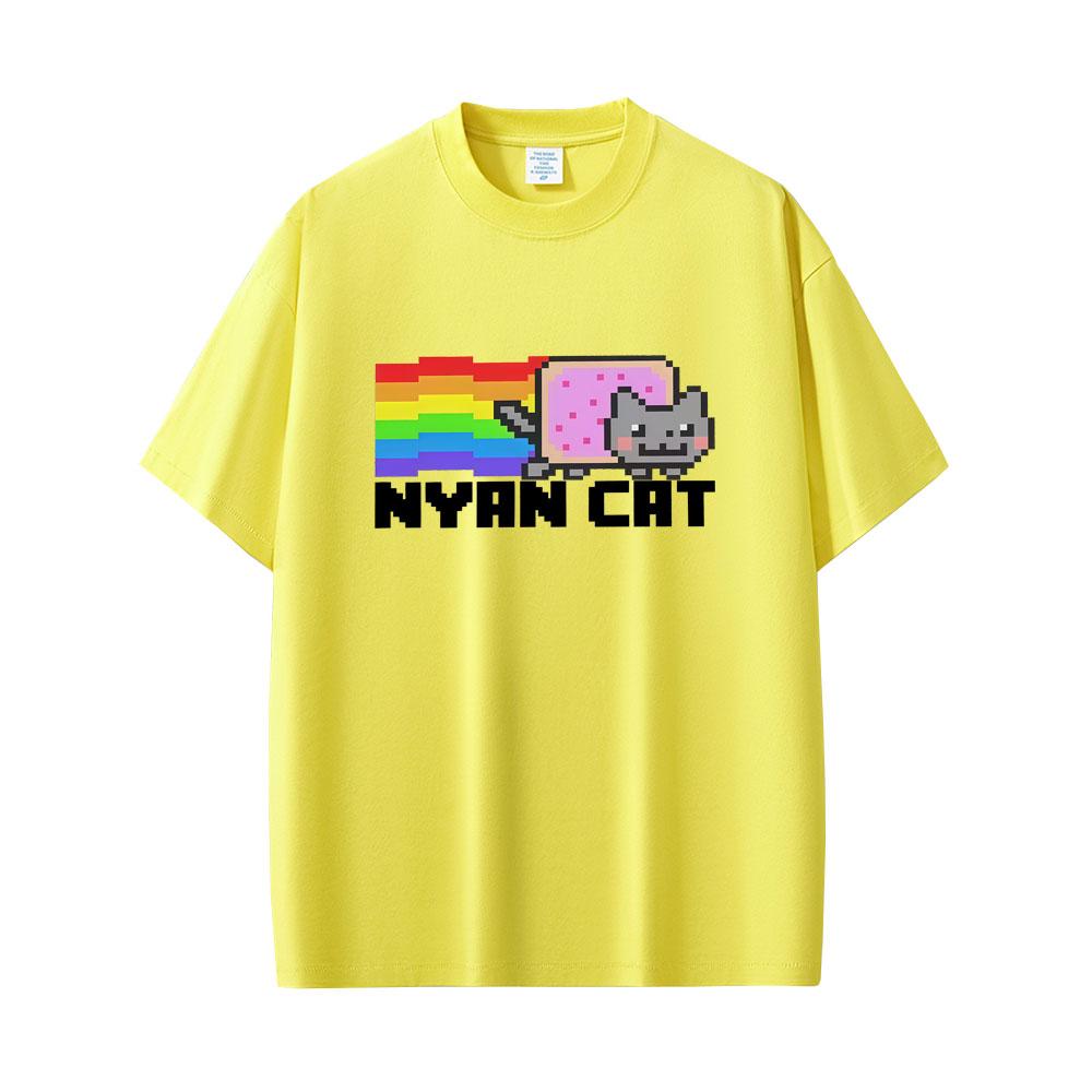 Game Rainbow Nyan Cat Funny Meme Tshirt Unisex Women Fashion Casual Cotton T Shirt Unisex Cute Kawaii Oversized Tshirts Fans Gift