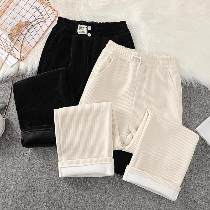 Petite Women's Fleece-Lined Chenille Pants: Autumn/Winter Collection, Straight Narrow Leg, Sizes XS.