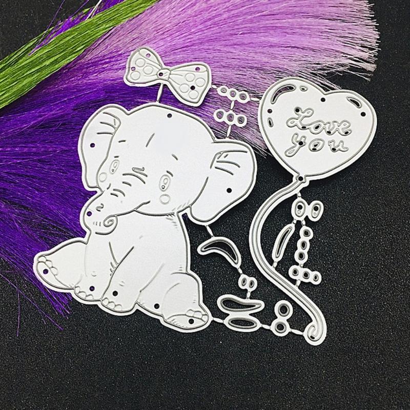 Elephant Cutting Dies Carbon Steel Embossing Die Cuts for Birthday Card Making DIY Scrapbooking Photo Album Paper Crafts