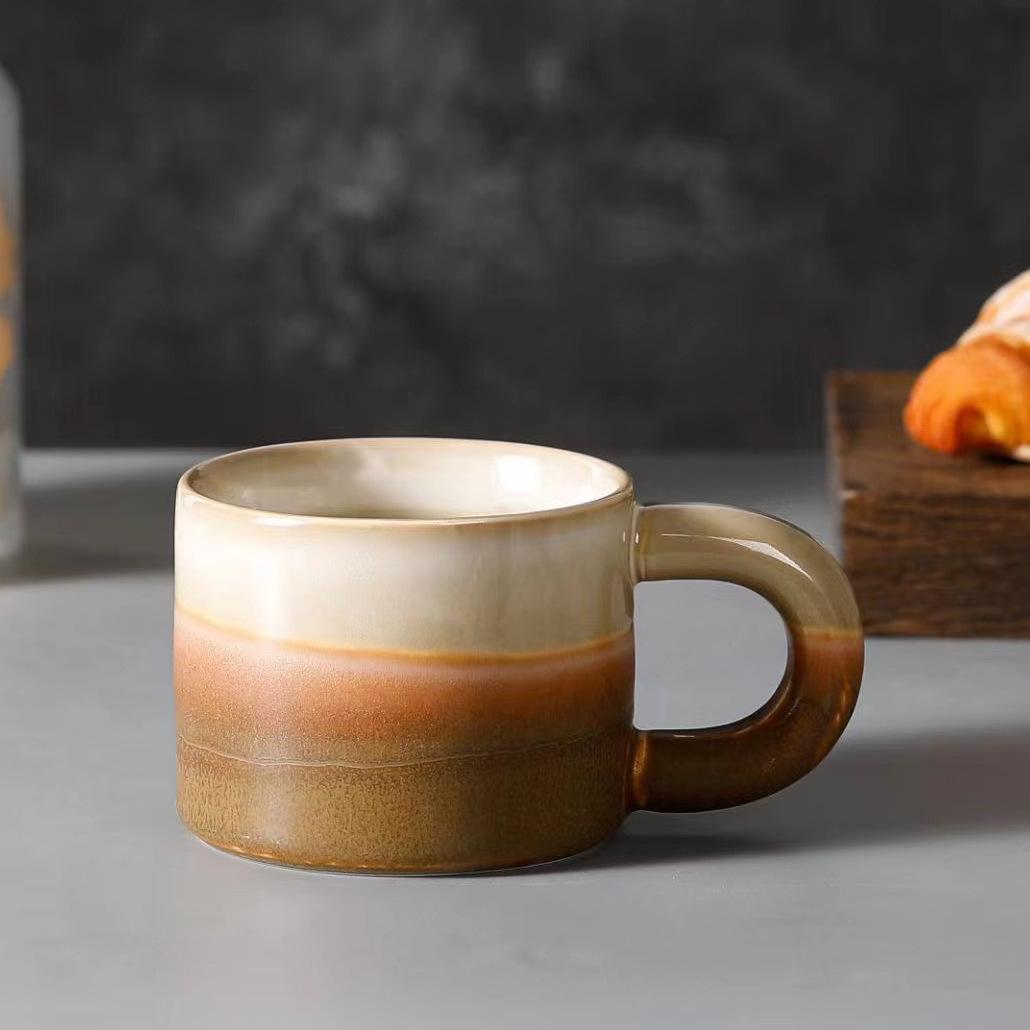 Handmade Retro Art Kiln Glaze Coffee Cup Office Household Ceramic Mug Nordic Simple Style Breakfast Cup 350ml