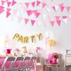 32Ft Rose Hot Pink Pennant Banner Fabric Triangle Flag Cotton Bunting Garland Kit for Wedding Birthday Baby Shower Anniversary Party Home Nursery