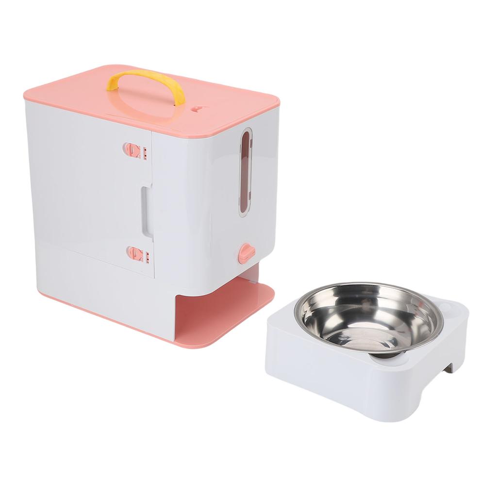 Multifunctional Pet Food Container Feeder Cat Food Dispenser Feeder Station Treat Storage for Indoor Outdoor Pink