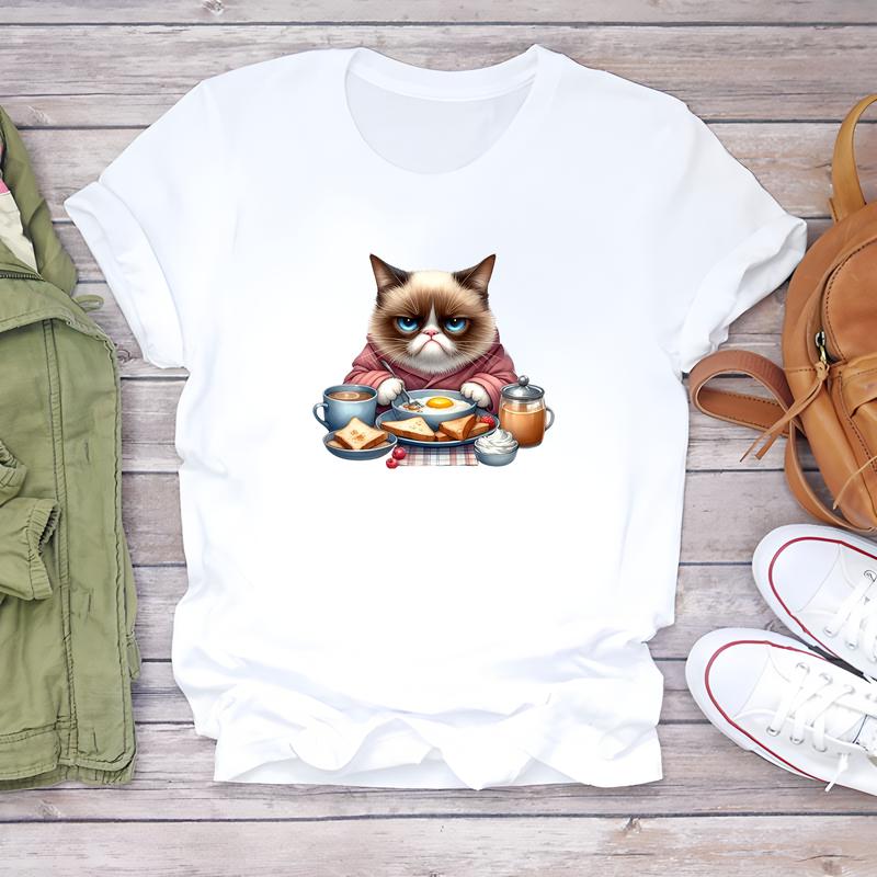 rendy summer T-shirt, women's cute daily wear, short-sleeve stylish prints.