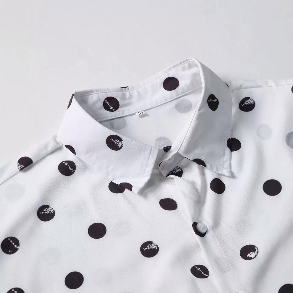 Polka Dot Star Printing  Dress Shirt for Men's Button Down Long Sleeve Casual Business Shirts