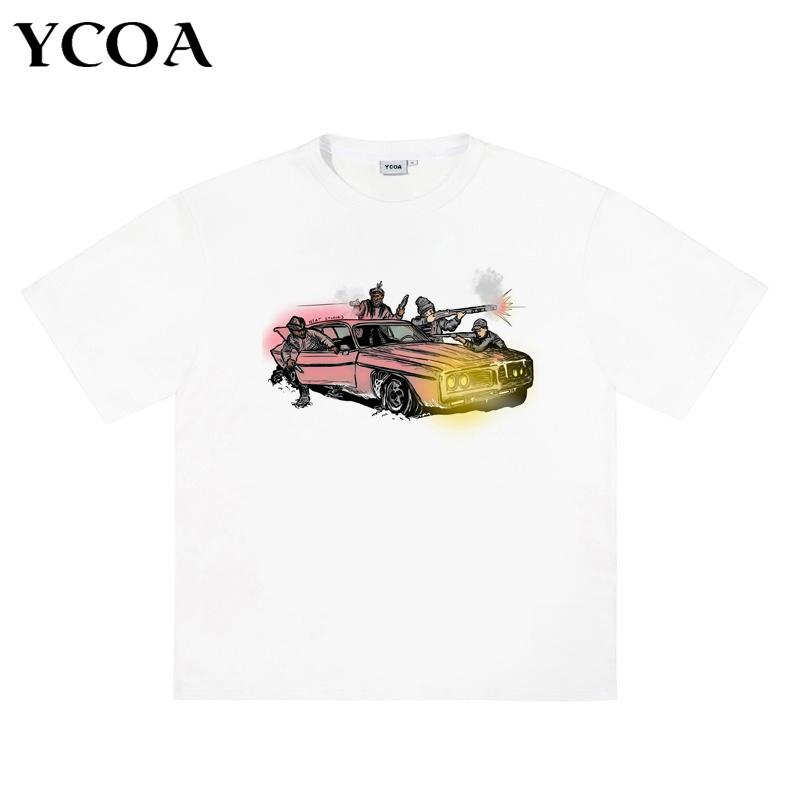 Herren Grafik T-Shirt Oversized Baumwolle Print Vintage Hip Hop Harajuku Mode Sommer Kurzarm Oberteile T-Shirt Y2k Streetwear Kleidung