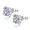 Sterling Silver S925 Zircon Six-Claw Earrings for Women