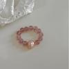 100% Natural Pink Freshwater Pearl & Strawberry Quartz Female Ring For Women Gifts Adjustable Elasticity