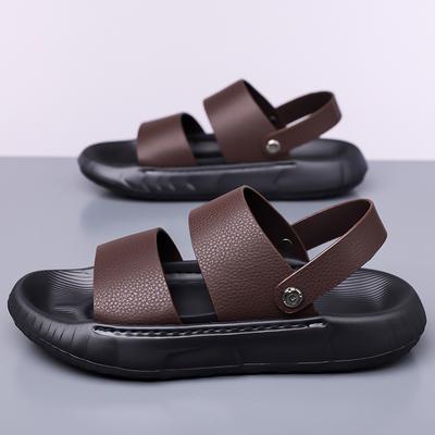 Herrensandalen 2025 Neue Italienische Herren Zwei Tragen Innen und Außen Bequeme Rutschfeste Sandalen Echtes Leder Cool Slipper
