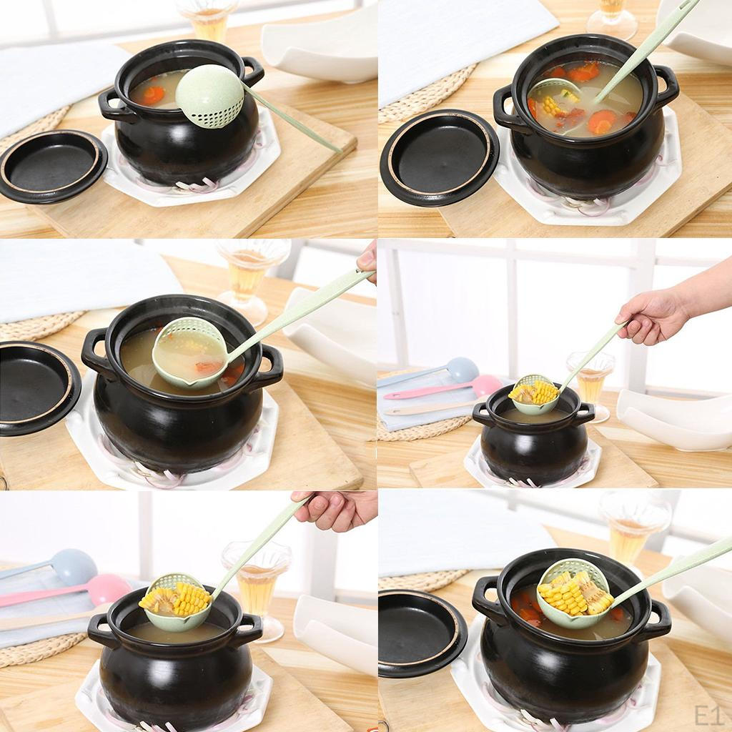 Straw Kitchen Supplies Soup-Colander Spoon With Long Handle Soup Pot Ladle Cooking