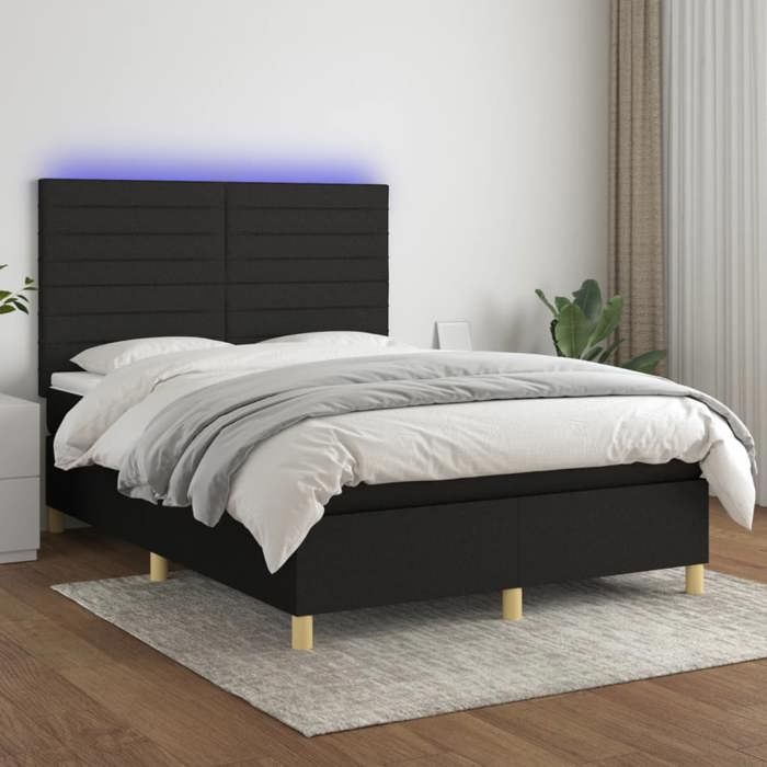 VidaXL Sommier à Lattes de Lit avec Matelas et LED, Lit Rembourré, Lit Double, Lit Adulte de Chambre à Coucher Intérieur, 3135511