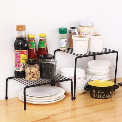Iron Countertop Multi-Layer Kitchen Storage Rack for Seasonings, Bowls, and Plates