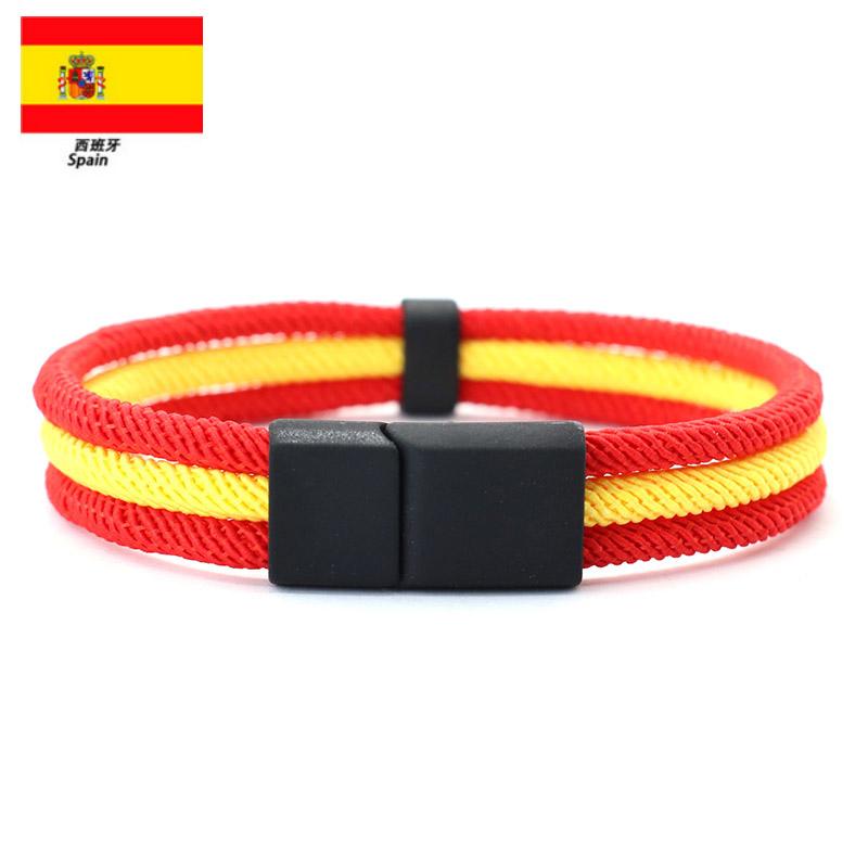 

Noter New Novel Flag Color Bracelet For Men 4mm Nylon Cord Chain Braclet Openable Magnet Buckle Spanish Ukrainian Symbol Braslet 20.5cm(8inch)