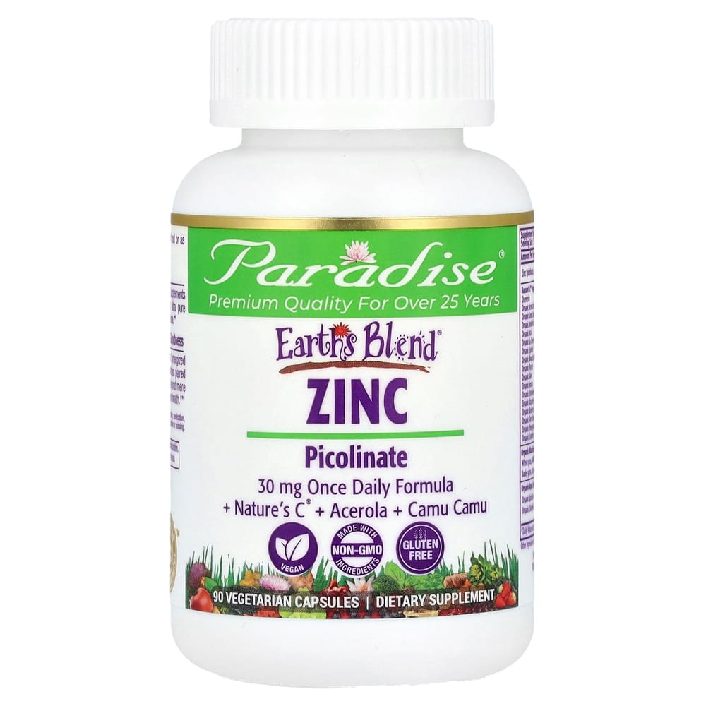 Paradise Herbs Earth's Blend Zinc Picolinate Veggie Capsules, 90 Count