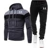 Men's Plus Size Casual Three-Color Short Sleeve Zipper Hoodie Set for Spring and Autumn