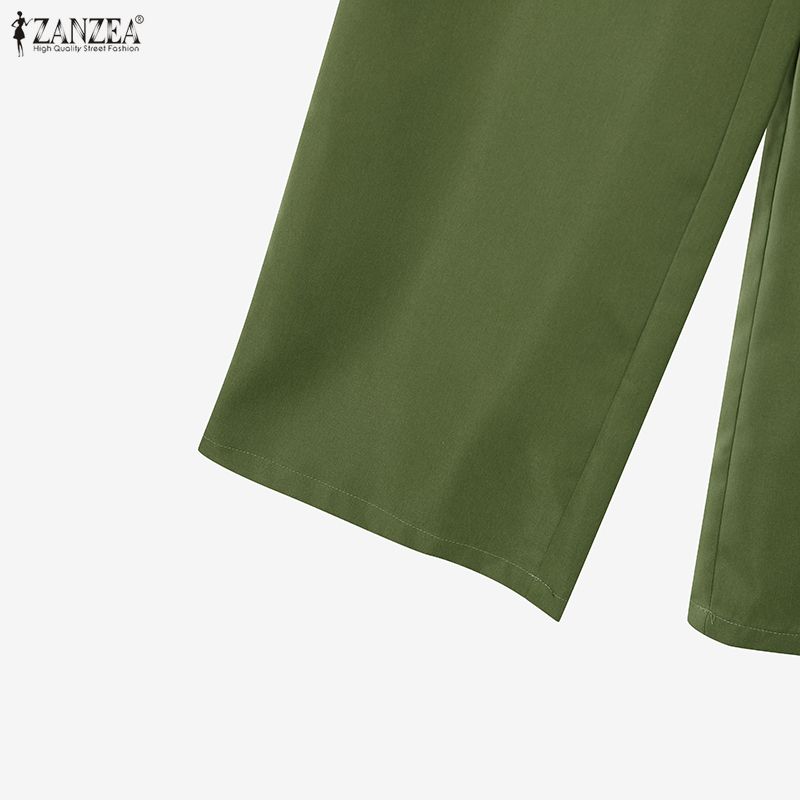 ZANZEA Women Half Sleeve Blouse and Pants Casual Two Piece Suit Sets