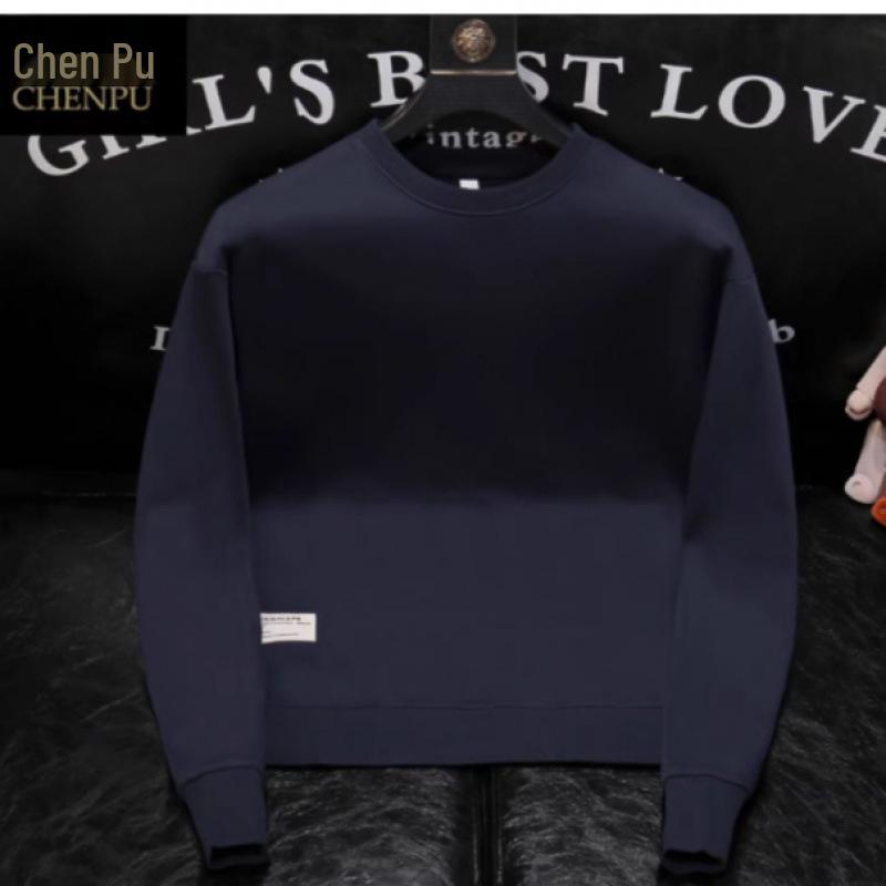 

Navy Blue Fleece-Lined Men s Hoodie - Winter New Arrival, Round Neck Base Layer M (100-120 kg)