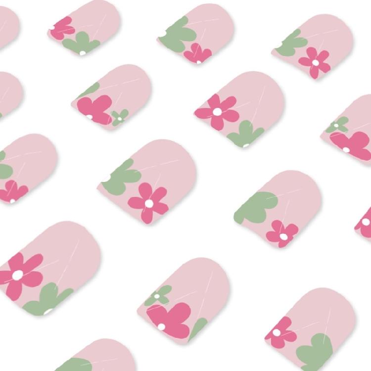 24 Stück Quadratische Falschnägel Aufdrücknägel Künstliche Nägel Falsche Nägel Aufklebenägel mit Blumendesigns Französische Nagelspitzen