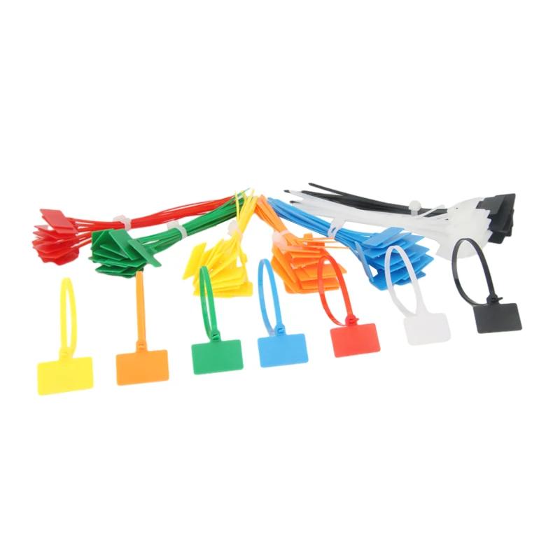 100pcs Easy Mark 4*150mm Nylon Cable Ties Tag Labels Plastic Loop Ties Markers Cable Tag Self-locking Zip Ties