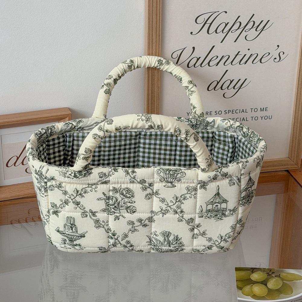 Open Top Quilted Storage Basket Quilted Laundry Basket With Handles  Desktop Organization