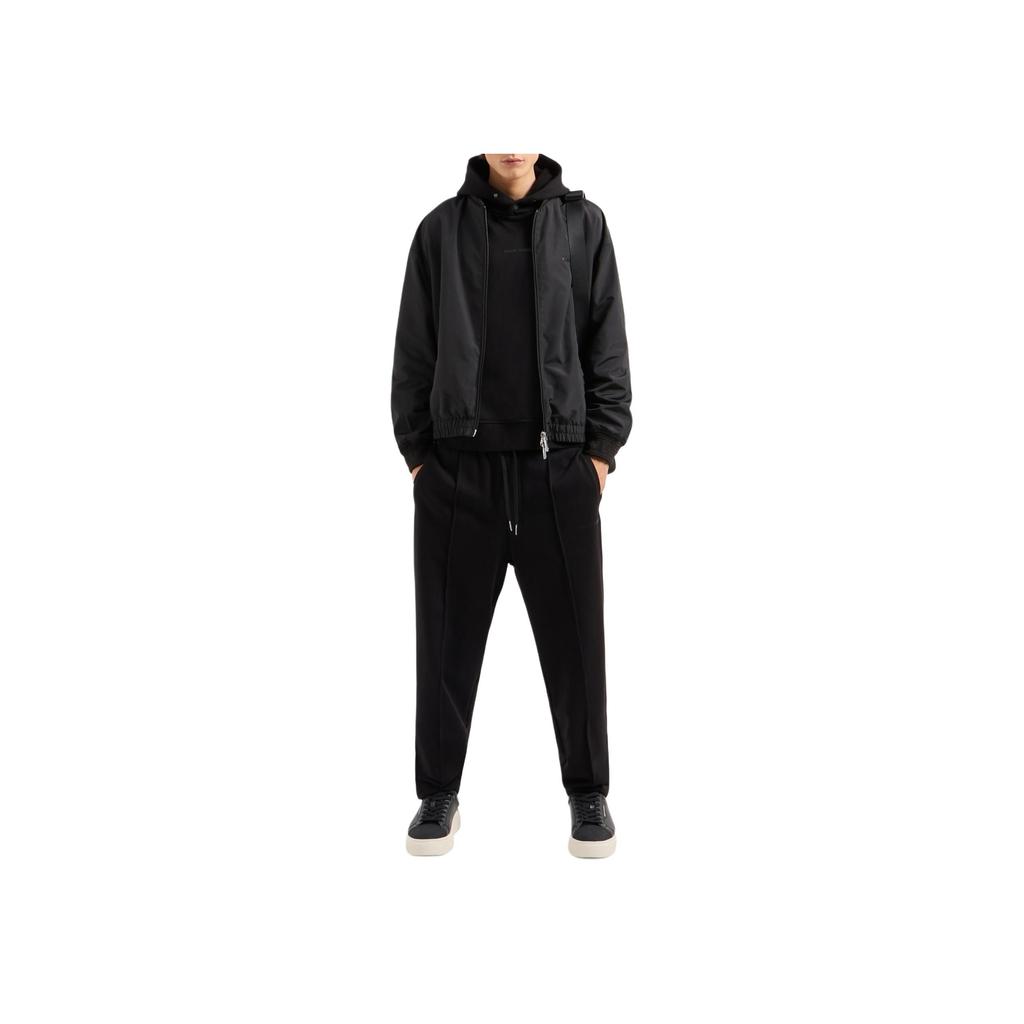 Armani Exchange Solid Logo Letter Emblem Short Casual Jacket Men jackets Black 6DZBL8-ZN5KZ-1200