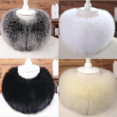 Women Faux Fox Fur Collar Cape Neck Warmer Wrap Fluffy Scarf Shawl Neckerchief