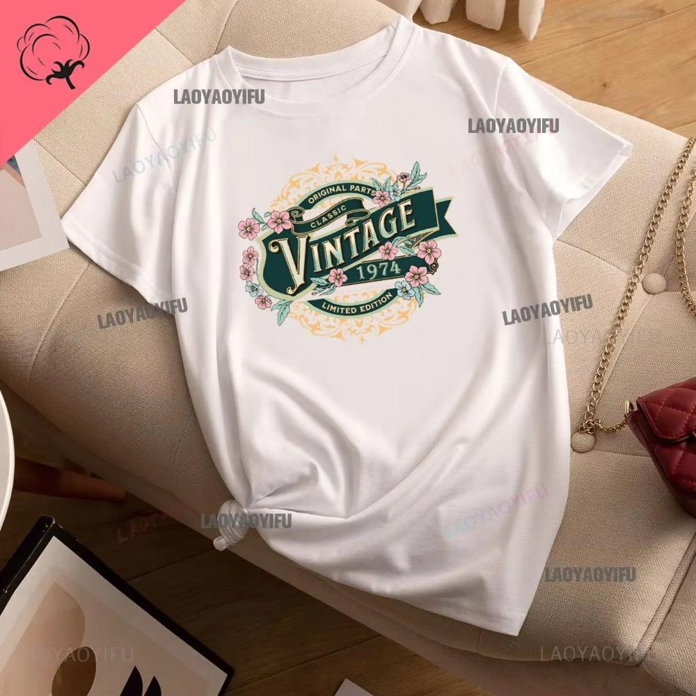 Vintage Funny Made in 1974 All Original Parts T Shirt Graphic Streetwear Short Sleeve Birthday Gifts Summer Cotton Tshirt Men