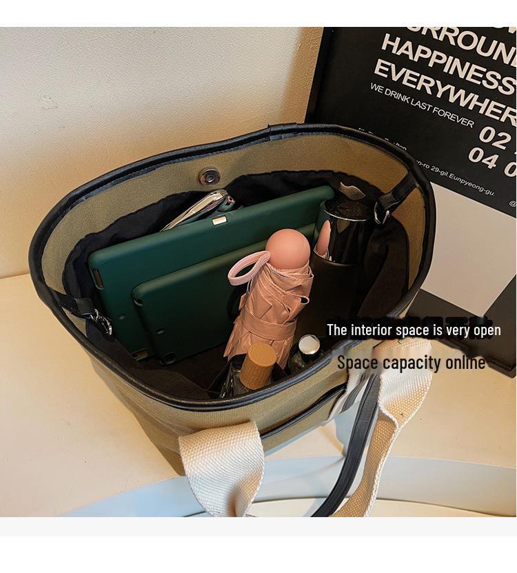 Women's 2025 Canvas Shoulder Tote Bag - High-Capacity, Handbag & Commuter Style