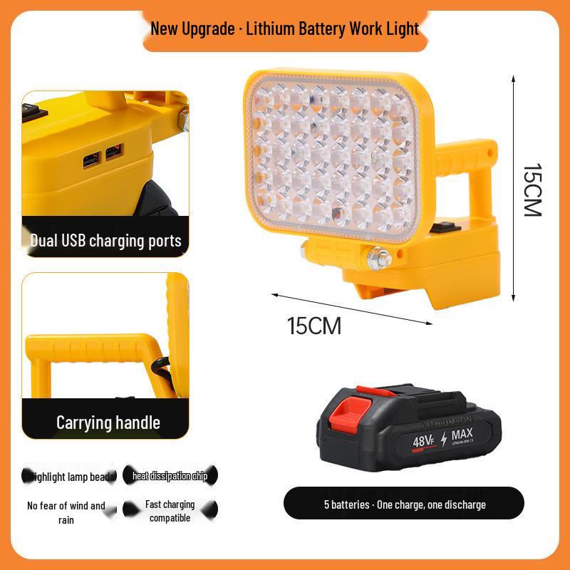 Portable Emergency Lithium Battery Floodlight for Camping, Construction, and Car Repairs