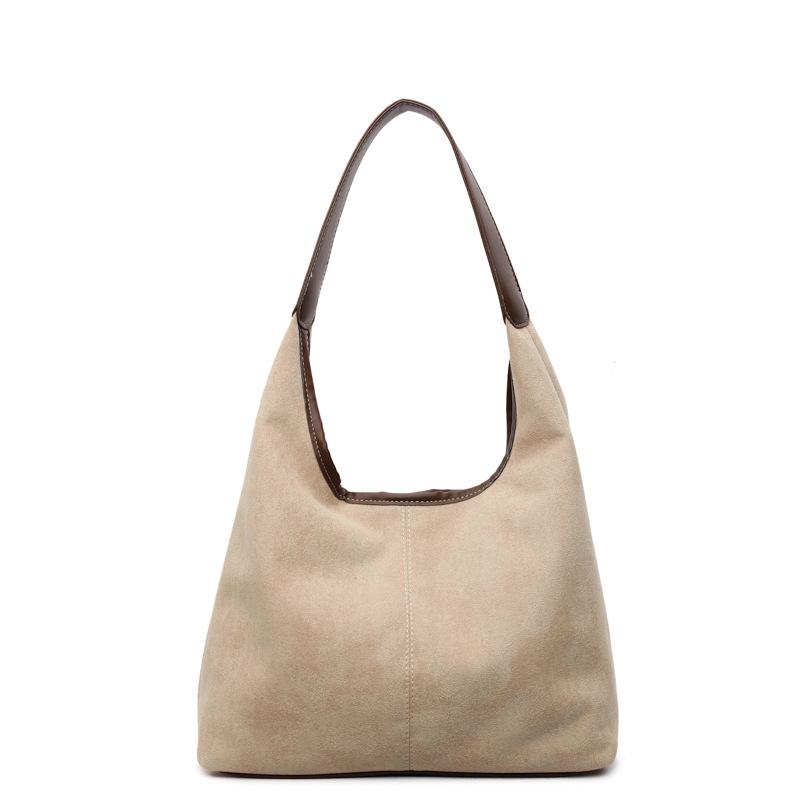 Autumn and Winter Retro Bags Women's Maillard Style Suede Face Tote Bag Large Capacity Commuter Casual Shoulder Bag