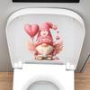 Valentine‘s Day Gnome Angel Toilet Seat Sticker Bathroom Decor Removable Self-Adhesive Decal