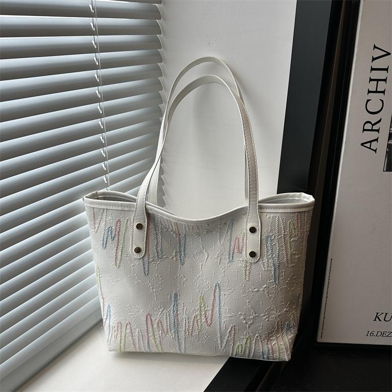 Student Class Cloth Bag Bag Women's New Shoulder Armpit Bag Striped Large-capacity Commuter Casual Tote Bag