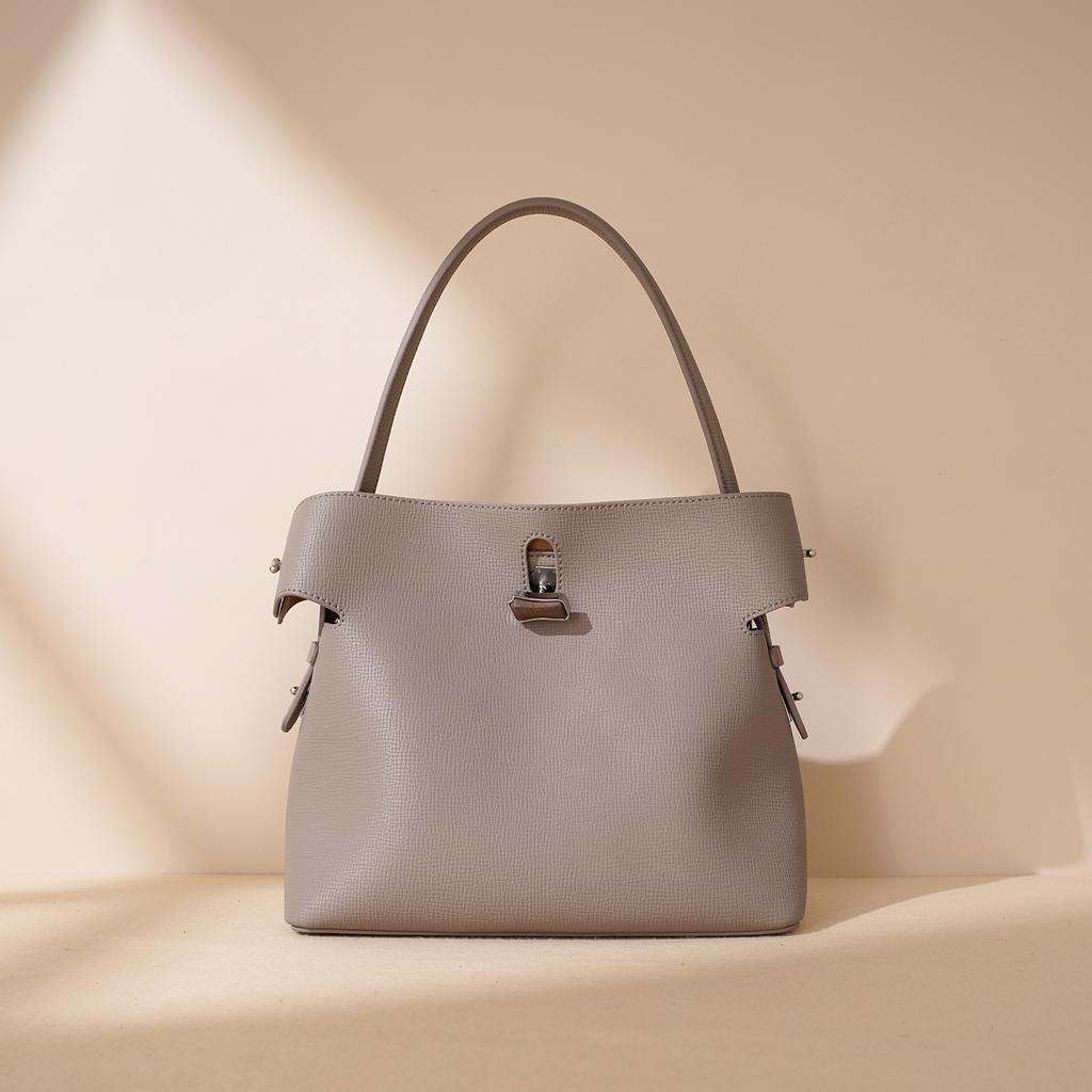 Niche Design Korean-style Bucket Bag, Bamboo Joint Bag, High-end and Versatile Hand-held Crossbody Bag, Large Capacity Bag