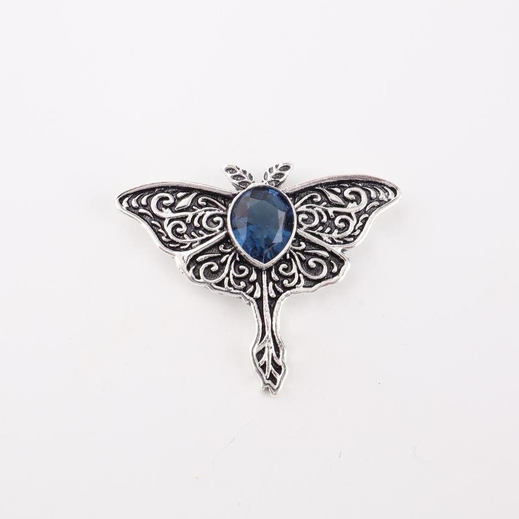 925 Silver Vintage Butterfly Pendant Blue Topaz Gemstone Necklace Women’s Gift" CP-31-13