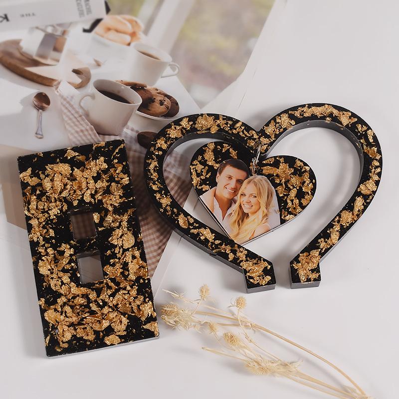 1set Crystal Epoxy Love Shape Photo Frame Setting Table Love Photo Frame Mold Pendant Listing Silicone Mold