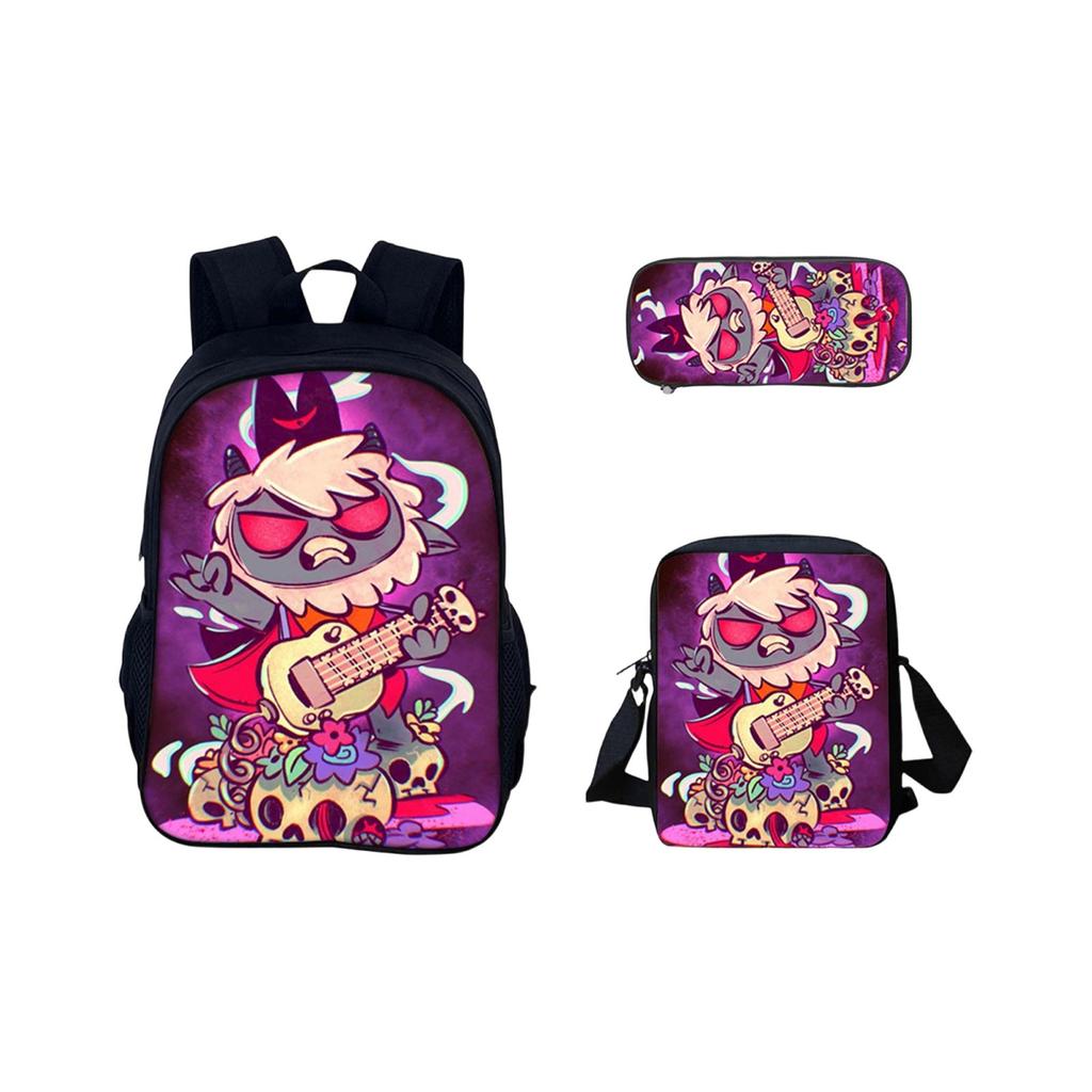 Ryggsäck med stor kapacitet för grundskole- och gymnasieelever, tecknad axelväska och pennfodral för barn