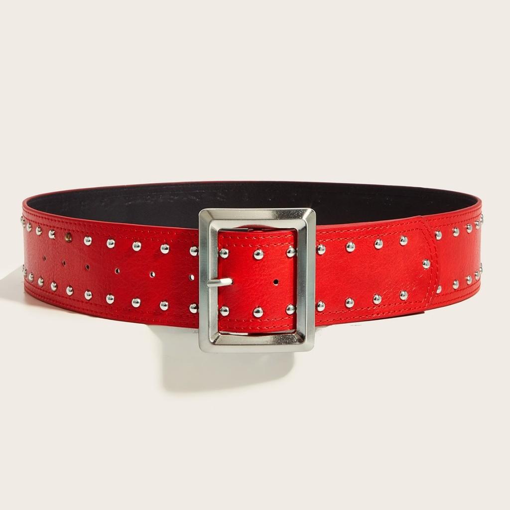 Belt Punkinspired Leather Decorative Nail Motifs Snap Closure Trendsetter Looks