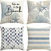 AVOIN Colorlife Take Me To The Beach Summer Throw Pillow Covers, 18 X 18 Inch Blue Ocean Starfish Summer Cushion Case for Sofa Couch Set of 4