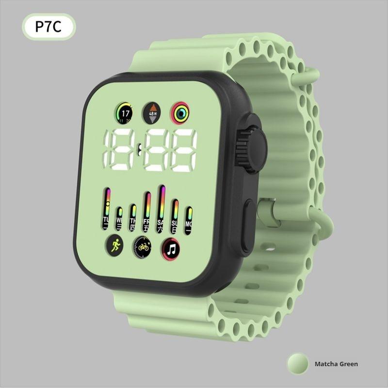Electronic Watch Hollow Week Digital Sports Student LED Electronic Watch Couple Hollow Color Screen Watch Week Square Electronic Watch