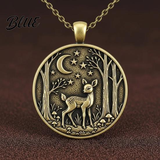 Reflection Symbol Necklace Forest Moon Pendant Travelling Animal in Family