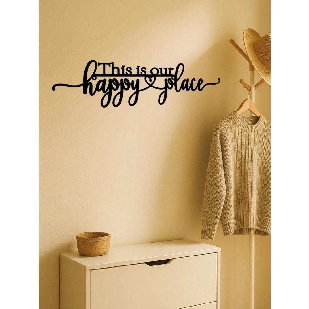 Metal Wall Art Sign Happy Place Home Decor Weatherproof Living Room Bedroom