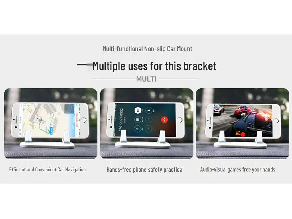 Universal Anti-Slip Silicone Car Phone Holder for Dashboard & Center Console