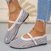 New Ballet Flat Shoes with Buckle Mesh Hollow Breathable Spring and Summer Large-size Round Head Fashionable Single Shoes