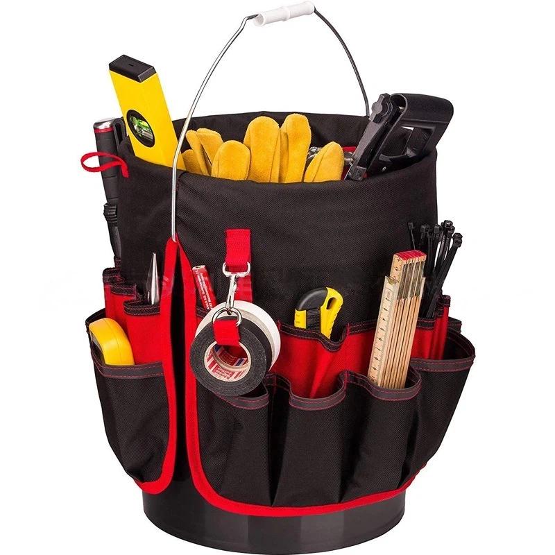 Garden Tool Storage Waist Bag Tear-resistant Oxford Cloth with Bucket Holder for Home Lawn Gardening