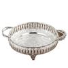 Silver, Circular Fruit Storage Tray, Home Living Room Snack Cake Box, Food Tray with Handle, Metal, Decorative