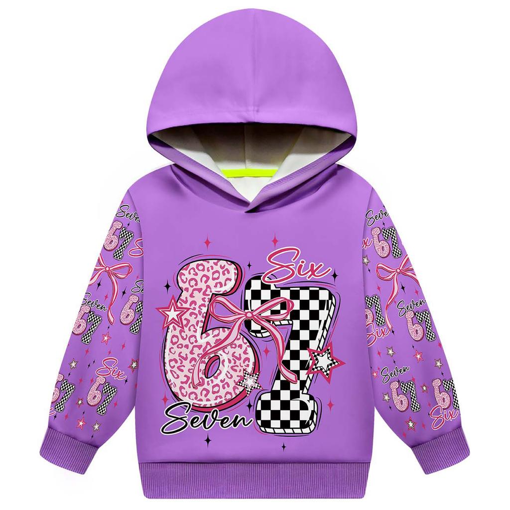 Modna dziecięca bluza z długim rękawem, nadrukiem i kapturem, luźna, dopasowana