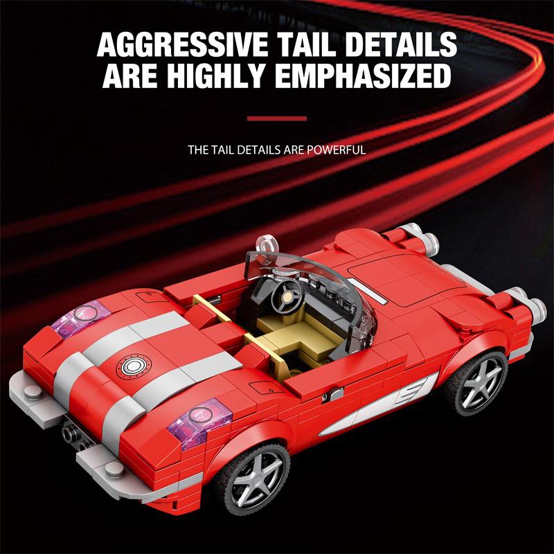 Rotes Cabrio-Sportwagen-Modell-Bausteinset, 311-teiliges Rennfahrzeug-Steinsammlungs-Spielzeugset für Erwachsene, Kinder, Jungen ab 8 Jahren