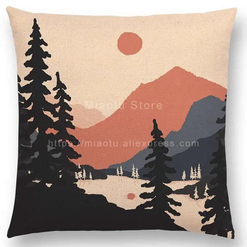 Neueste Kissenbezug Tiere im Wald Tag und Nacht Berge Sonne Mond Erkundung Camping Fuchs Wolf Kissenbezug