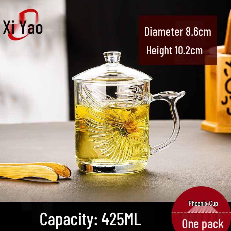 Xiyao Heat-Resistant Glass Teacup with Handle and Lid