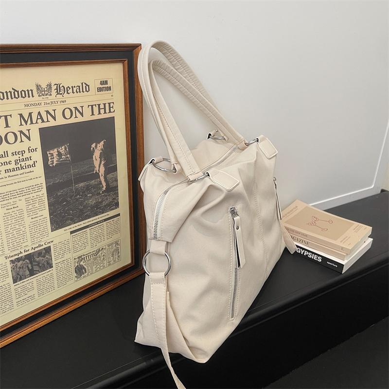 Large Capacity Commuter Bag Women's Shoulder Bag Multi-Zipper Tote Bag