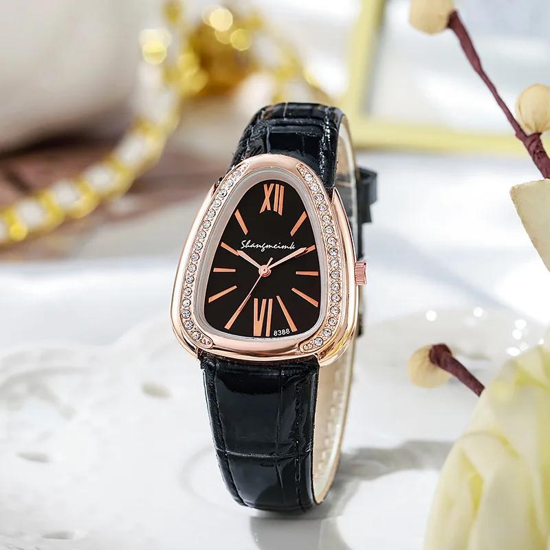 Fashion Snake Shape Dial Women Quartz Watch Casual Leather Strap Wristwatch for Ladies Clock Gift Reloj Mujer